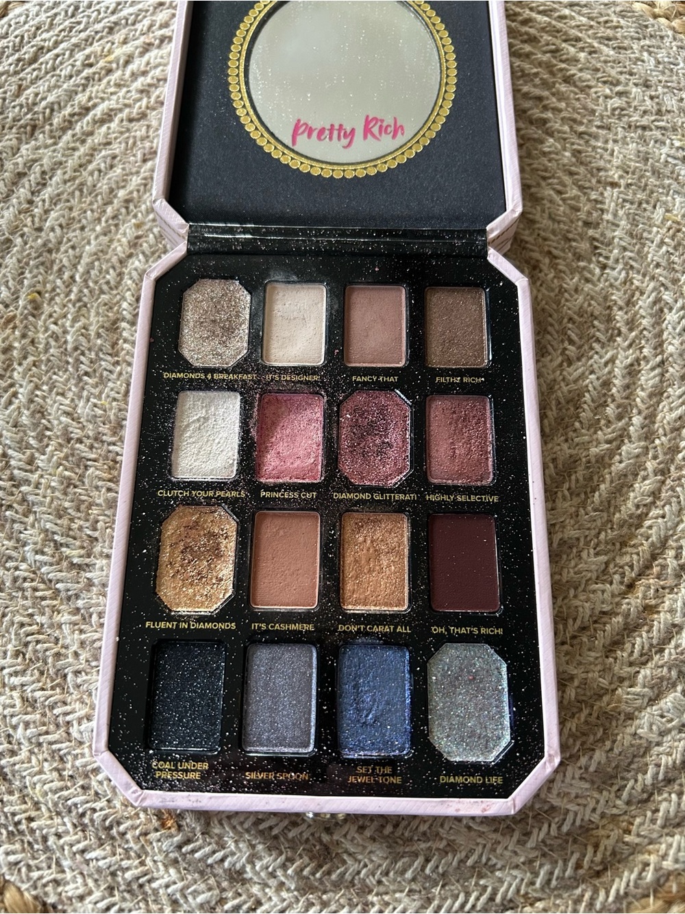 Too Faced Pretty Rich Eyeshadow Palette — Pink, Gold, Brown & Blue Shades